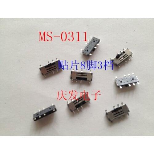 Original new 100% import toggle switch SMD 8pin 3gear power switch MS-0311