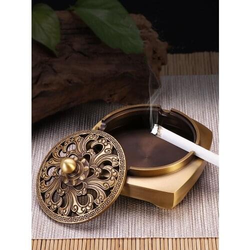 Pure copper ashtray Nordic luxury ashtray home living room office large creative desktop decoration ornaments men gifts