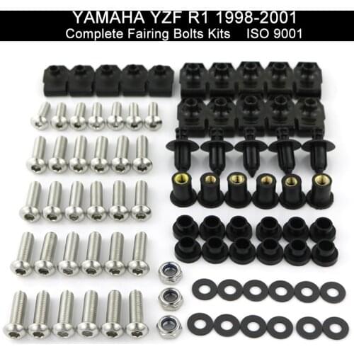 Fit For YAMAHA YZFR1 YZF R1 1998 1999 2000 2001 Motorcycle Complete Full Fairing Bolts Kit Fairing Clips Stainless Steel