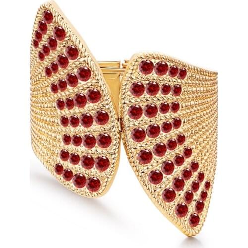 ORNAPEADIA Popular Bracelet Exaggerated Retro Bracelet Wide Side Fan-shaped Embossed Texture Bracelet Diamond Opening