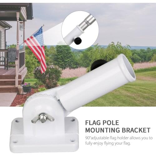 90°Adjustable Wall Flag Pole Base Flag Pole Mounting Bracket with Hardwares Aluminum Flag Holder Bracket