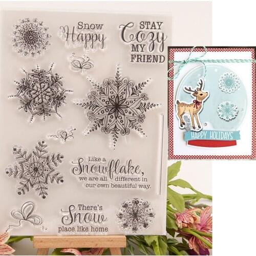 Christmas Snowflake Transparent Clear Stamp Metal Cutting Dies Stencil Scrapbooking DIY Album Paper Card Embossing Decor Craft
