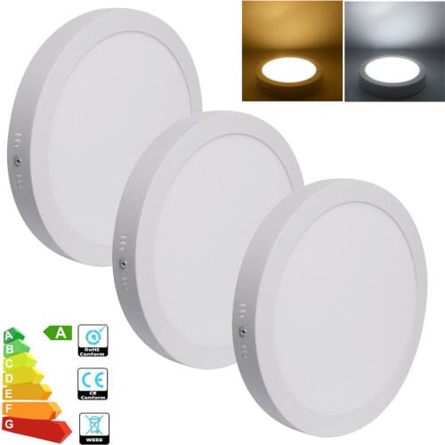 6W/12W/18W/24W Round LED Surface Mounted Ceiling Panel Light Downlight Office Lamp for bathroom AC85-265V lampada led lamp