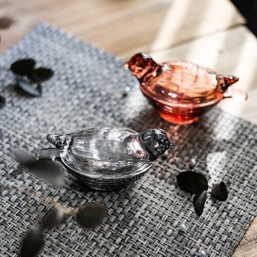 Glass Jewelry Jars and Lids Crystal Bird Shape Candy Storage Box Desk Ring Organizer Container Room Dressing Table Decoration