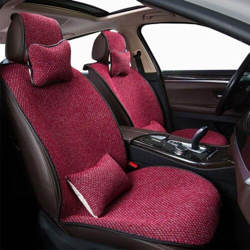 Only front Flax Car seat cover for Hyundai Santafe Tucson Elantra Accent I30 Solaris Creta Sonata I40 Ioniq Ix35 Avante Azero K
