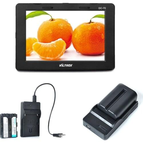 Viltrox 7 ' DC-70 clip-on Color TFT LCD Monitor HDMI AV Input 1280*800 DSLR Camera + NP-FM500H battery + battery charger