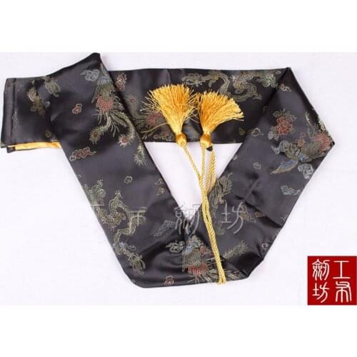 Japanese Samurai Sword Katana Soft Case Sword Bag Long Tassel Black Dragon Phoenix 130cm X 13cm