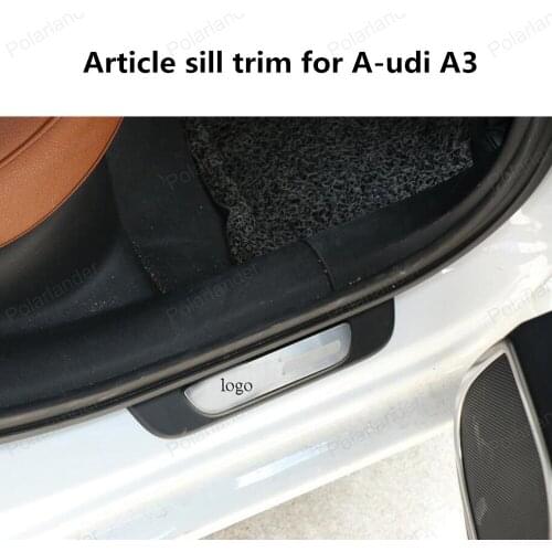 4 PCS Car DIY NEW stainless steel door protection built-lit strip sill cover case for audi A3 2014-2019 A3,free shipping