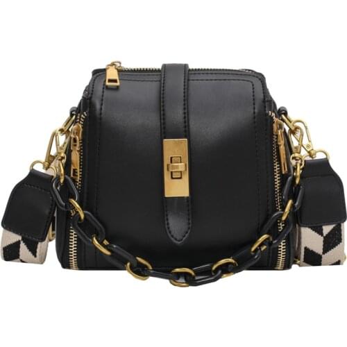 Luxury Brand High Quality Chain Bucket Shoulder Handbags for Women Designer 2021 Vintage Pu Leather Trendy Ladies Crossbody Bags