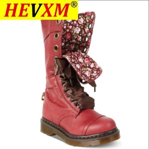 2021 New Mid-Calf Boots Autumn Winter Non-slip Flat Shoes Vintage Sexy Steampunk Leather Retro Buckle Ladies Snow Boots