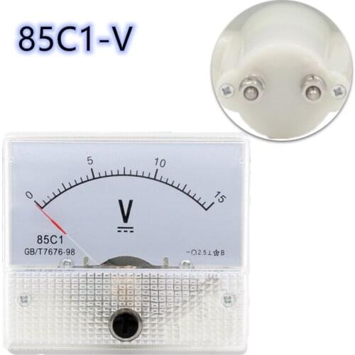 1PCS 85C1 10V 20V 30V 50V 75V 100V 150V 200V Analogue DC Voltage Needle Panel Meter Voltmeter 65*55*52mm