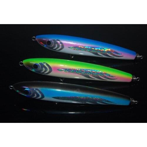 1PCS sea Ocean Boat Rock Beach Solid Wood Fishing Big Popper Pencil long shot Lure hook baits 120g/23cm