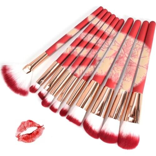 10Pcs Temperature Color Changing Fiber Hair Makeup Brush Set