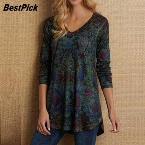 2020 New Floral Print Women Blouse Shirts Plus Size V Neck Long Sleeve Aesthetic Female Blouses for Autumn Winter 5XL