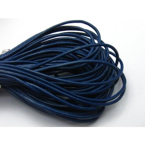 32.8 feet Dark Blue Round Real Leather Jewelry Cord 2mm