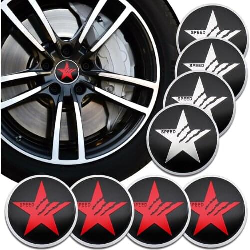 4Pcs SPEED Pentagram Emblem Car Wheel Center Hub Caps Stickers Accessories for Jaguar Audi BMW Nissan Tuning Auto Styling Goods