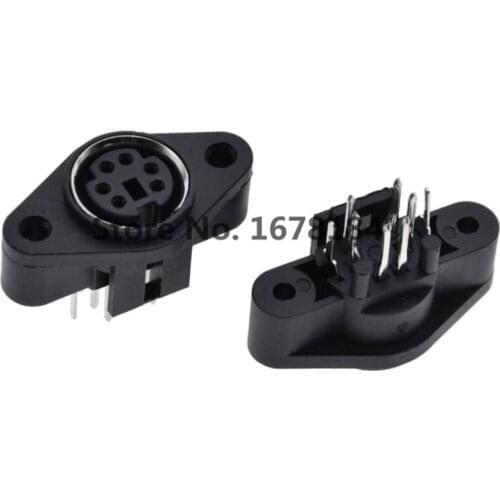 50PCS/Lot MDC/S Terminal Socket DIN Jack Connector Mini PS2 6Pin 6P with Fixed Hole Mouse Keyboard