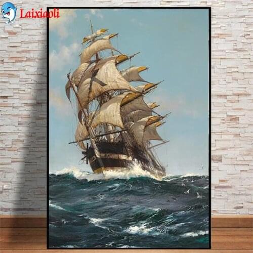 DIY Diamond Painting Sea sailing landscape Rhinestone Diamond Mosaic Full Drill Square Embroidery Cross Stitch Handmade Hobby
