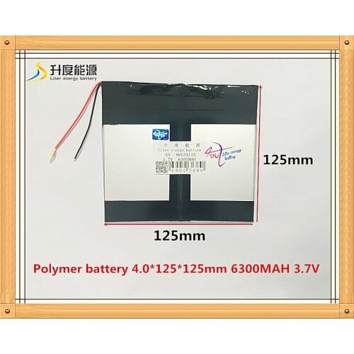 Free Shipping Tablet pc 40125125 3.7V 6300mAH (polymer lithium ion battery) Li-ion battery for tablet pc