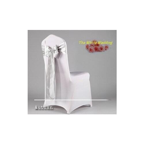 Free Shpping to USA 100 Cheap Silver Color Satin Chair Sash For Wedding Chair Cover Sash