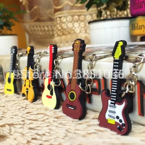 1 piece New Use Soft Plastic Creative Instrument Keychain Folk / Electric / Classical Guitar / Ukulele Bags Pendant Keychain