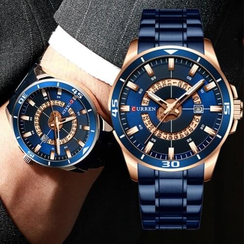 CURREN Luxury Stainless Steel Watch Mens Fashion Creative Design Quartz Men Watches Sport Waterproof Male Clock часы мужские