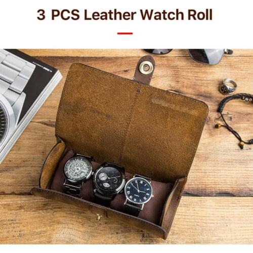 Wholesales Watch Holder Box Protective Chic Faux Leather 3 Slots Watch Box