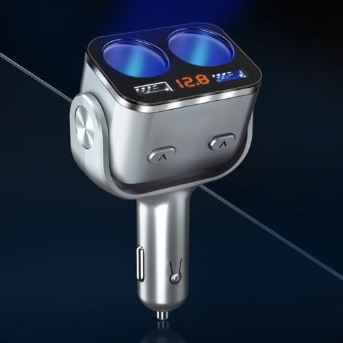 DC12-24V Car LCD Cigarette Lighter Socket Splitter Dual USB Port Power Adapter QC3.0 Fast Charger Socket With LED Indicator