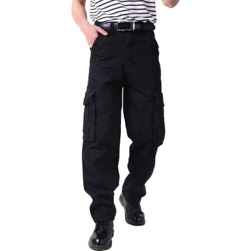 New Fashion Baggy Style Mens Jeans HipHop Loose Big Pocket Boys Skateboard Rap Punk Black Cowboy Trousers Plus Size 46