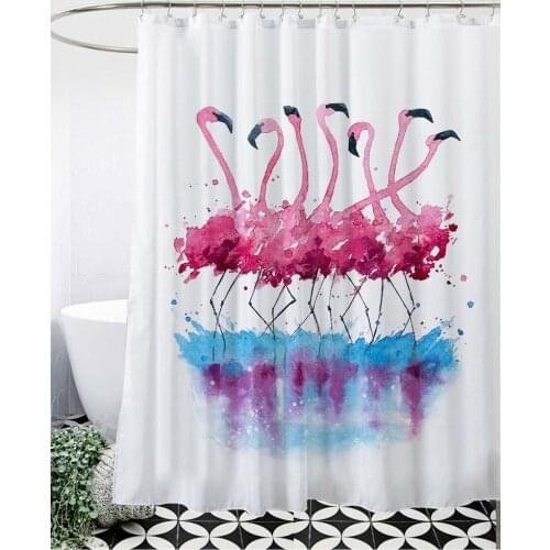 Eco-friendly Flamingo Shower Curtain Waterproof Polyester Fabric Bath Curtain For The Bathroom With 12 pcs Plastic Hooks Decor