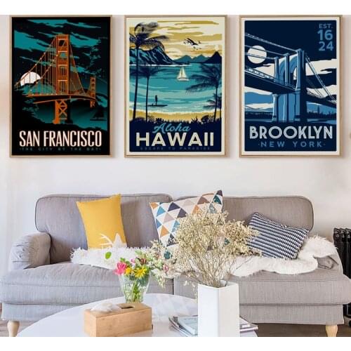 Elegant Poetry Hawaii Ocean Beach World Famous Attractions Landscape Canvas Painting Art Print Poster Picture Home Decoration