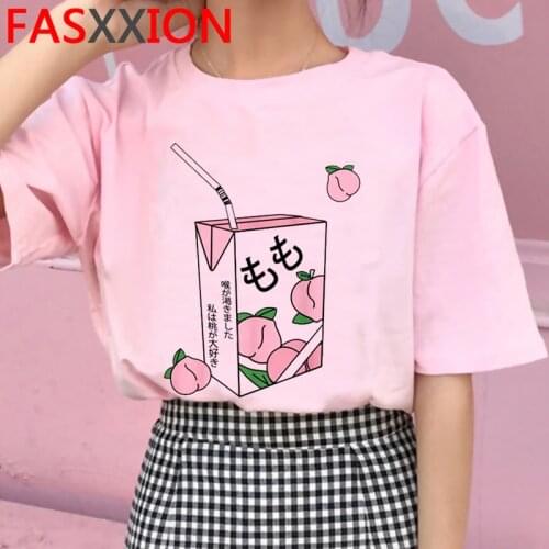 Harajuku Ullzang Peach Anime T-shirt Women 90s Graphic Oversized T Shirt Fashion Streetwear Summer Tshirt Casual Top Tees Female