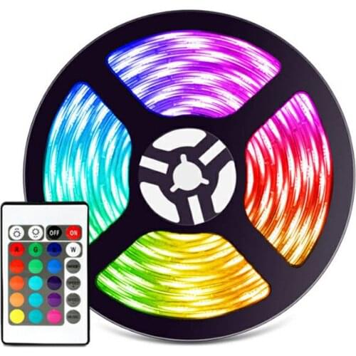 LED Strip Lights Kit 5m/16.4ft Length 5050 RGB Remote Control Changing Color Waterproof 12V Power Supply Smart Light Strip