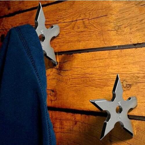 50pcs Creative Throwing Star Dart Shape Clothes Coat Robe Hooks Hat Hanger Home Decoration Key Hook Hanger Wall Mounted