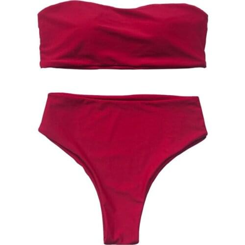 Bikini Brazillian Bandless Swimsuit Women Bikini Set Sexy Off Shoulder Swimwear Female Swimming Biquini Maillot De Bain Femme