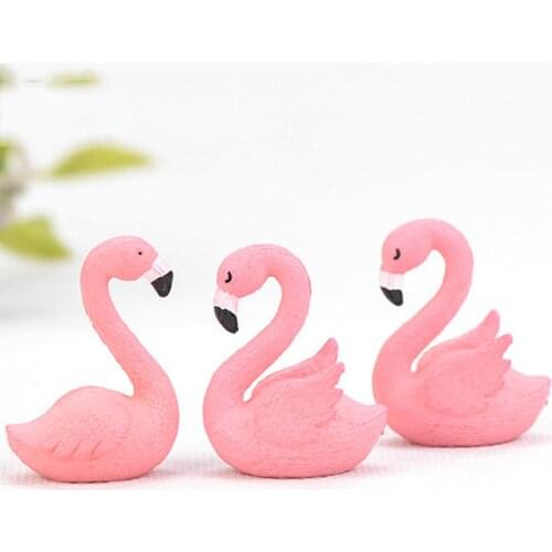 Mini Cute Flamingo Mini Figures Love Resin Animal Office Home Decoration Miniature Figurines DIY Couple Gift 1Pcs