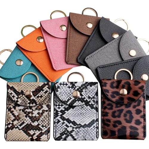 10 Colors Multifunctional PU Leather Waterproof RFID Blocking Anti-theft Card Case with Keychain