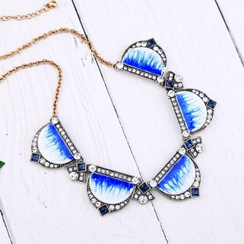 Trendy Blue Enamel Necklace Fashion Turkish Jewelry 2019 Aliexpress For Women Retro Necklace Collars Gifts
