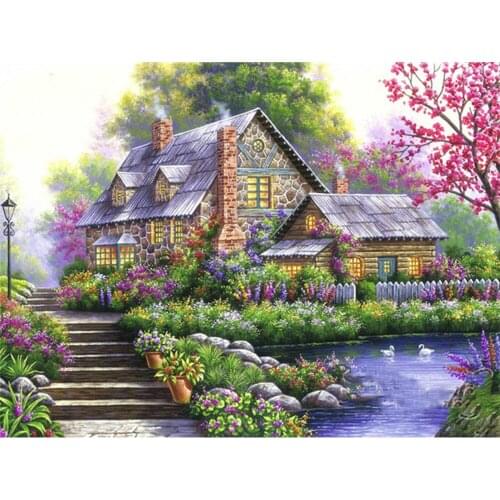 CraftArtGo 5D DIY Diamond Embroidery landscape Full Square Round Rhinestone Mosaic Painting Cross Stitch Flowers Diamond Kit