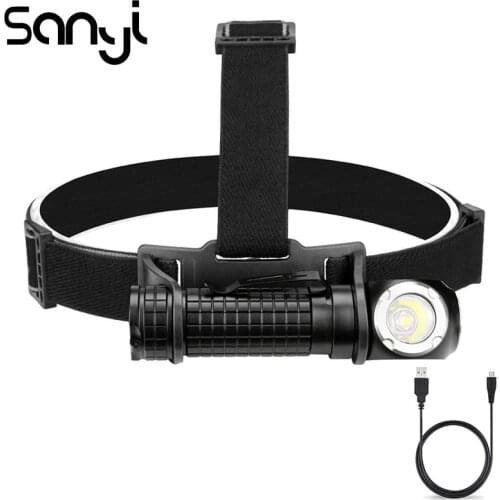 SANYI XML2 Headlamp USB LED Rechargeable Built-in 18650 Battery Flashlight Forehead Camping 5 Modes Headlight