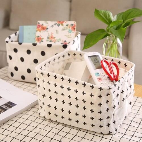 Desktop Storage Basket 2020 New Foldable Storage Basket Organizer For Toys Cotton Cosmetic Book Organizer Stationery Container