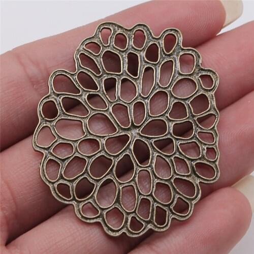 4pcs 40x49mm Motif Flower Charms For Jewelry Making Antique Bronze Color Jewelry Findings Accessories