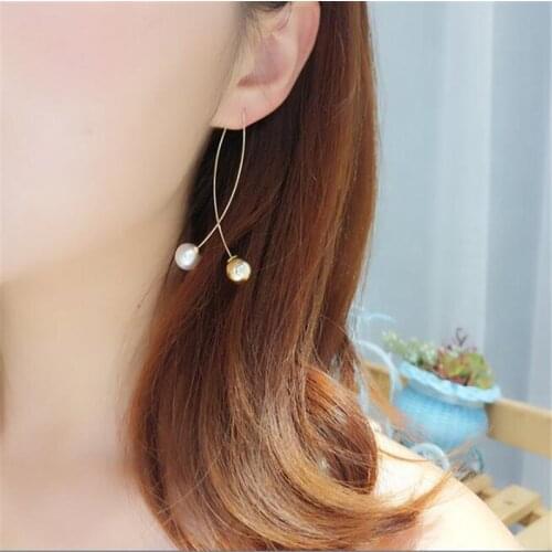 Simple Fashion Earrings 2021 New Imitation Pearl Wedding Jewelry Hanging Elegant Long Earrings For Women