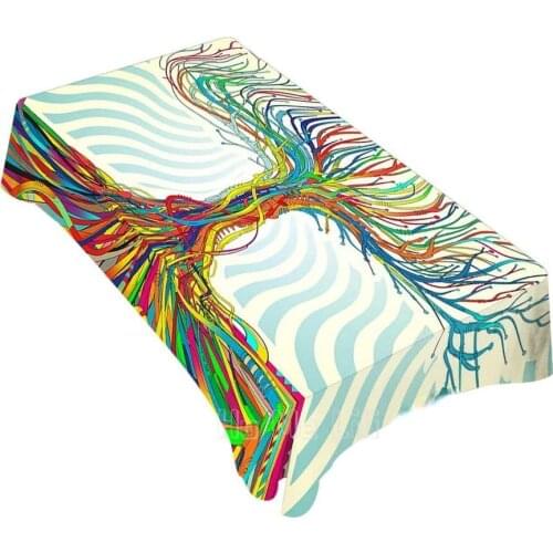 Rectangle Table Cloths Art Trippy Colorful Tree For Dining Bbq Picnic Coffee Table