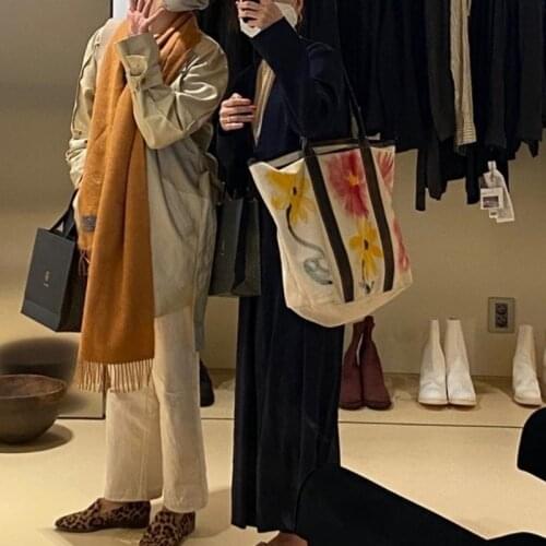 Casual Designer Women Tote Japanese Graffiti High Capacity Mom Canvas Bag Travel Shoulder Bags Fashion Female Shopper Handbag