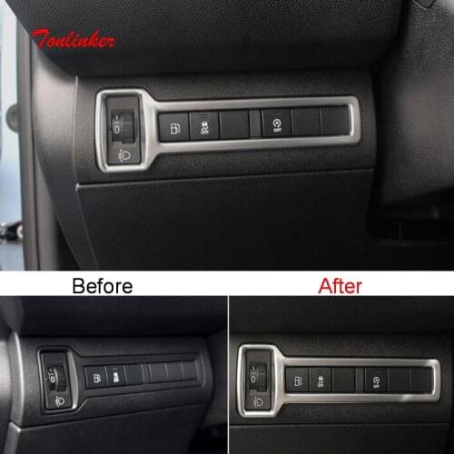 Tonlinker Interior Car Headlight Contorl Cover sticker for Peugeot 308 T9 2014-19 Car Styling 1PCS Stainless steel Cover sticker