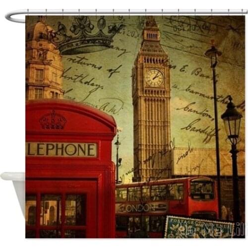 Vintage London Uk Fashion Shower Curtain Waterproof Bathroom Decor