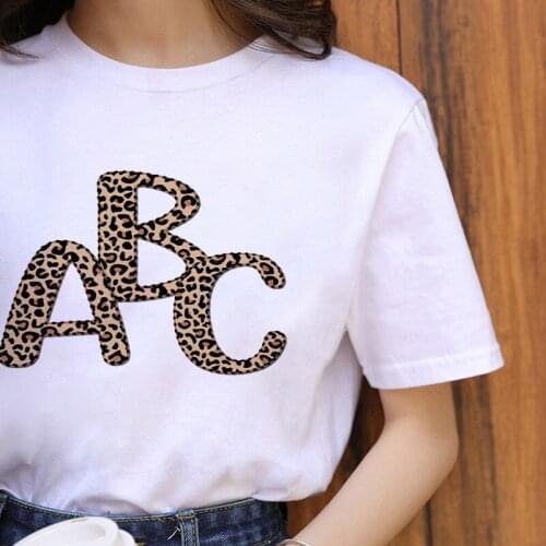 Summer Women T-shirt 2021 New Fashion Leopard Graphic tshirt Ladies Letter printed Short sleeve tee shirt femme Oversize