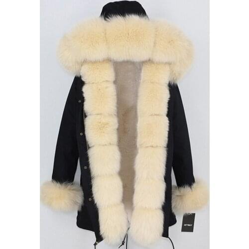 Real Fur Coat Brand 2020 Parka Winter Jacket Women Natural Fox Fur Trim Hood Thick Warm Streetwear Detachable Outerwear Parkas