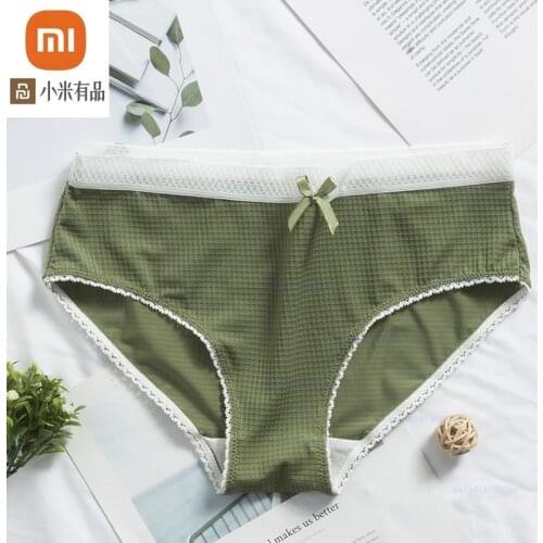 Xiaomi Ice Silk Panties for Woman Briefs Simple Breathable Solid Bow Soft Underwear Breathable Cool Women Briefs Hot Sale